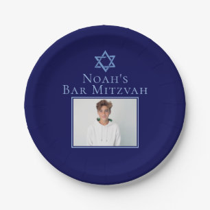 Royal Blue Bar Mitswa Fotoster van David Party Papieren Bordje
