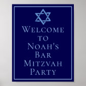 Royal Blue Bar Mitswa Fotoster van David Party Poster (Voorkant)