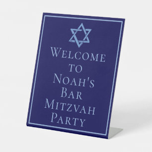 Royal Blue Bar Mitswa Party Ster van David Reclamebord Met Voetstuk