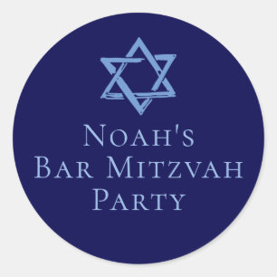 Royal Blue Bar Mitswa Party Ster van David Ronde Sticker