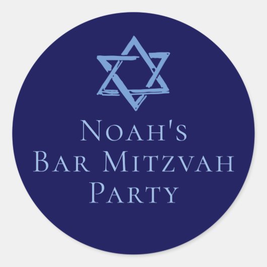Royal Blue Bar Mitswa Party Ster van David Ronde Sticker (Voorkant)