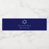 Royal Blue Bar Mitswa Party Ster van David Waterfles Etiket (Enkel label)