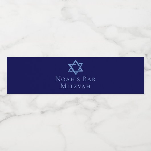 Royal Blue Bar Mitswa Party Ster van David Waterfles Etiket (Enkel label)