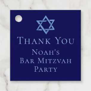 Royal Blue Bar Mitswa Ster van David Partij Bedankjes Labels