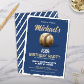 Royal Blue Baseball Theme Verjaardagsfeest Kaart