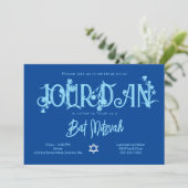 Royal Blue Bat Mitzvah Floral, Polka Dots Kaart (Staand voorkant)