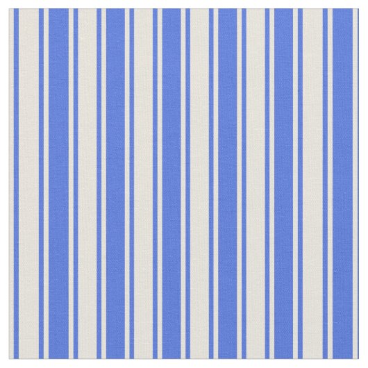 Royal Blue & Beige Lined Pattern Stof (Close Up)