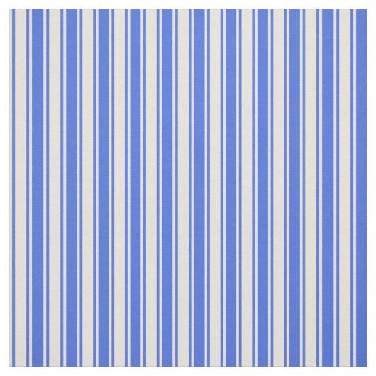 Royal Blue & Beige Lined Pattern Stof (Swatch)