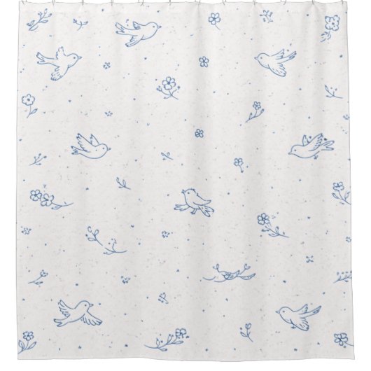 Royal Blue Bird Douchegordijn (Voorkant)