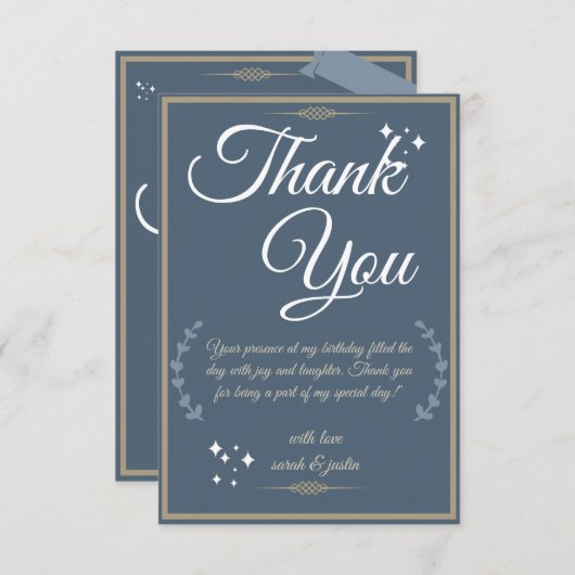 Royal Blue Birthday Bash! Bedankkaart (Voorkant / Achterkant)