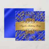 Royal Blue Birthday Party Gold Jewel Afbeelding Kaart (Voorkant / Achterkant)