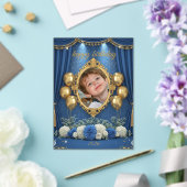Royal Blue Birthday Photo Invitation for Boy Acryl Uitnodigingen (Insitu (Huwelijk))