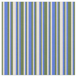 Royal Blue, Bisque en Dark Olive Green Pattern Stof