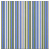 Royal Blue, Bisque en Dark Olive Green Pattern Stof (Swatch)