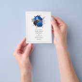 Royal Blue, Black and Silver Floral Wedding Flyer (Hand)
