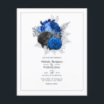 Royal Blue, Black and Silver Floral Wedding Flyer<br><div class="desc">Rustieke  waterverf bloemenbruiloftsuitnodigingen in accenten van koningsblauw,  zwart en zilver,  ontworpen om snel en eenvoudig te worden aangepast aan uw evenementspecifieke kenmerken. Ideaal voor elk thema of tuin bruiloft. Enveloppen zijn niet inbegrepen. Voor dikkere uitnodigingen met enveloppen en bijpassende producten over hetzelfde thema,  zie het collectie hieronder.</div>