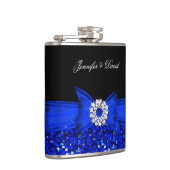 Royal Blue Black Diamond Wedding Verloving Heupfles (Rechts)