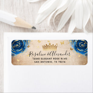 Royal Blue Black en Gold Crown Retouradres Etiket