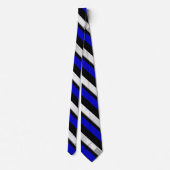 Royal Blue Black en Silver Diagonaal Striped Stropdas (Achterkant)