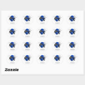 Royal Blue, Black en Silver Floral Ronde Sticker (Vel)