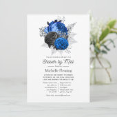 Royal Blue, Black en Silver Floral Shower per Mail Kaart (Staand voorkant)