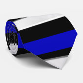 Royal Blue Black en Silver horizontaal gestreept Stropdas (Opgerold)