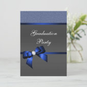 Royal Blue & Black Graduation Party Kaart (Staand voorkant)