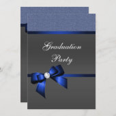 Royal Blue & Black Graduation Party Kaart (Voorkant / Achterkant)