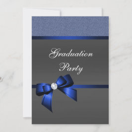Royal Blue & Black Graduation Party Kaart