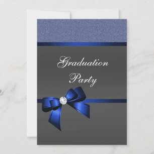Royal Blue & Black Graduation Party Kaart