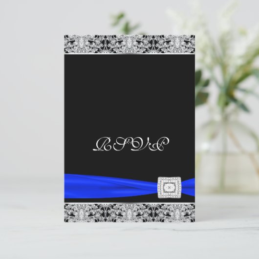 Royal Blue Black Lace RSVP (Staand voorkant)