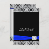 Royal Blue Black Lace RSVP (Voorkant / Achterkant)
