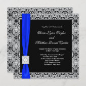 Royal Blue Black Lace Wedding Kaart (Voorkant / Achterkant)