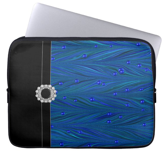 Royal Blue Black-laptophoes Laptop Sleeve (Voorkant)