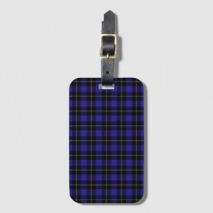 Royal Blue Black Plaid Bagagelabel