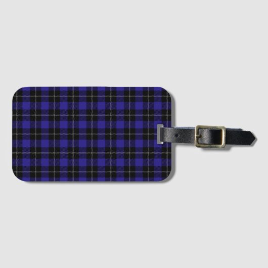 Royal Blue Black Plaid Bagagelabel (Voorkant (horizontaal))
