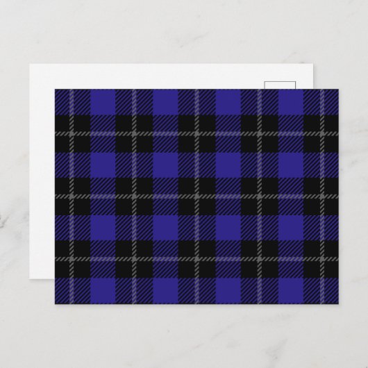 Royal Blue Black Plaid Briefkaart (Voorkant / Achterkant)