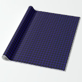 Royal Blue Black Plaid Cadeaupapier (Uitgerold)
