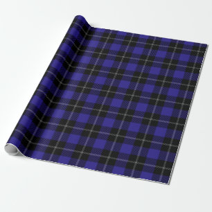 Royal Blue Black Plaid Cadeaupapier