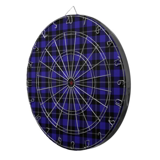 Royal Blue Black Plaid Dartbord (Voorkant Rechts)