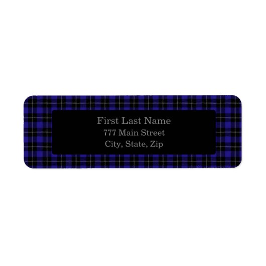 Royal Blue Black Plaid Etiket (Voorkant)