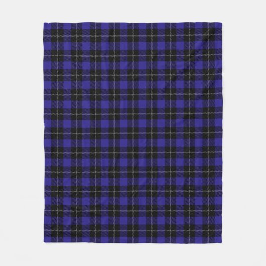 Royal Blue Black Plaid Fleece Deken (Voorkant)