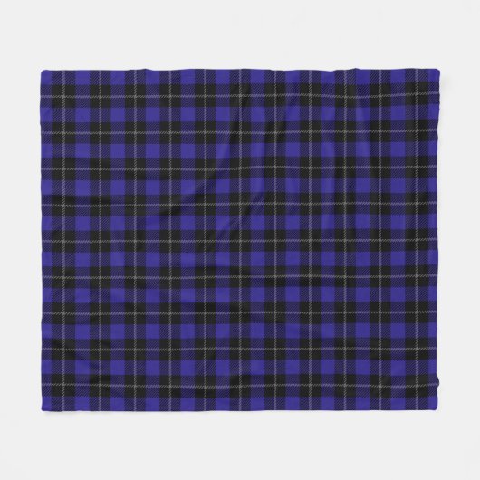Royal Blue Black Plaid Fleece Deken (Voorkant (Horizontaal))