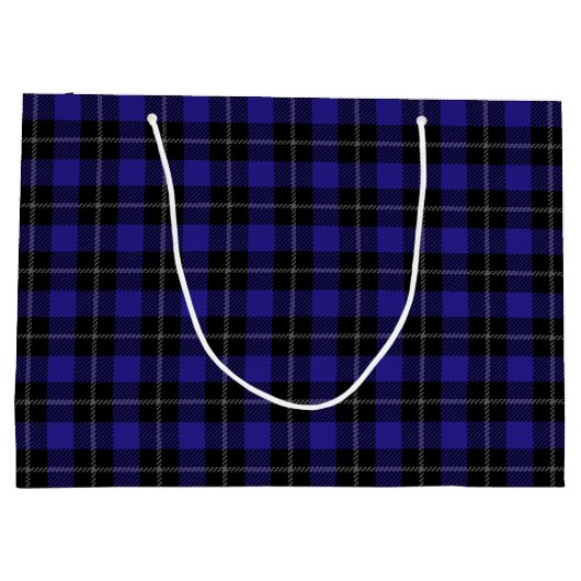 Royal Blue Black Plaid Groot Cadeauzakje (Achterkant)