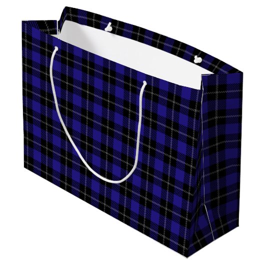 Royal Blue Black Plaid Groot Cadeauzakje (Achterkant Gekanteld)