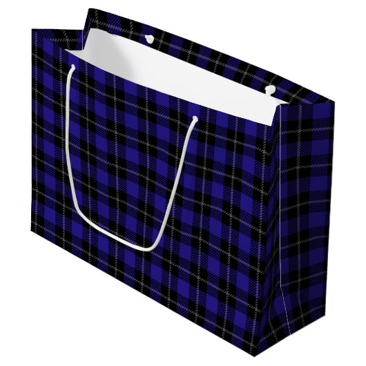 Royal Blue Black Plaid Groot Cadeauzakje (Voorkant Gekanteld)