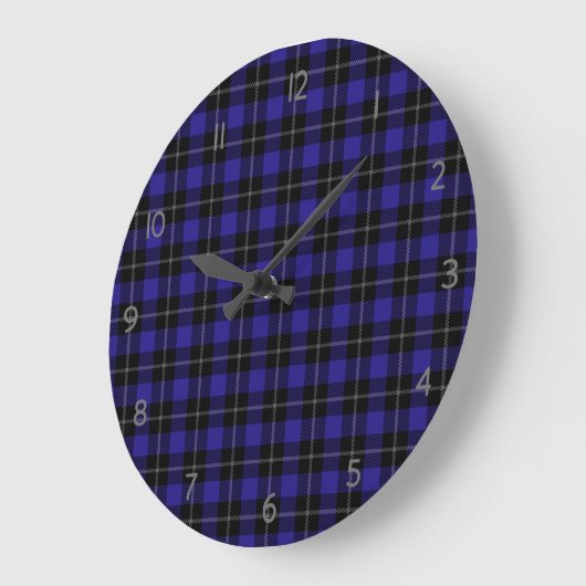 Royal Blue Black Plaid Grote Klok (Hoek)