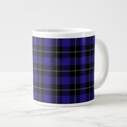 Royal Blue Black Plaid Grote Koffiekop (Voorkant rechts)