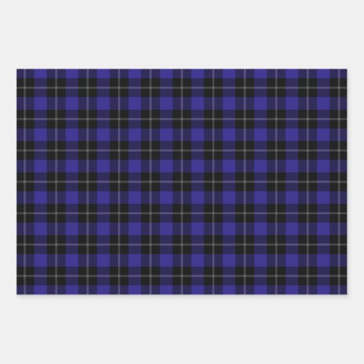 Royal Blue Black Plaid Inpakpapier Vel (Voorkant 2)