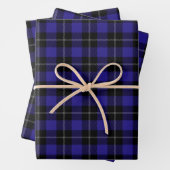 Royal Blue Black Plaid Inpakpapier Vel (In situ)